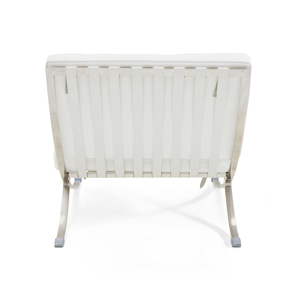 White Leather Barcelona Lounge Chair