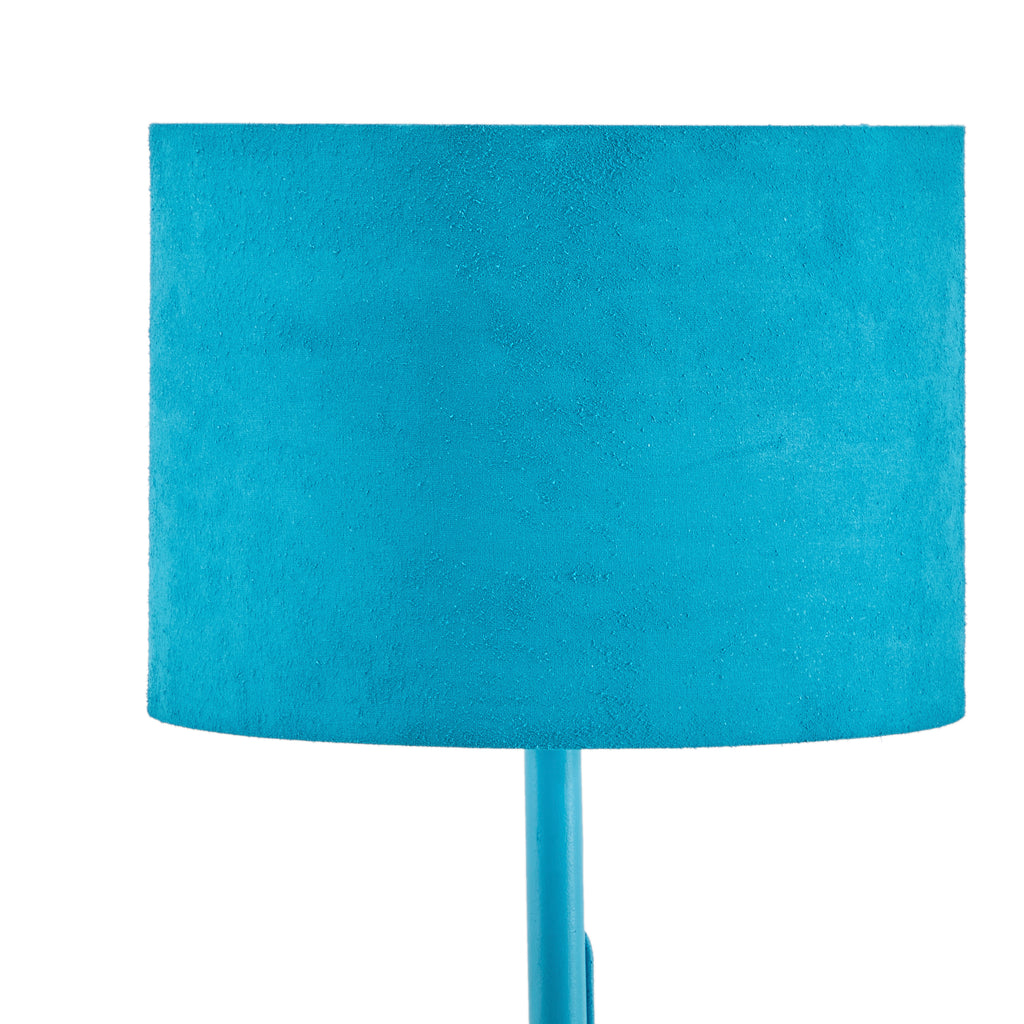 Blue Wood Tripod Floor Lamp