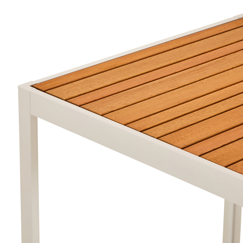 Wood & White Metal Outdoor High Table