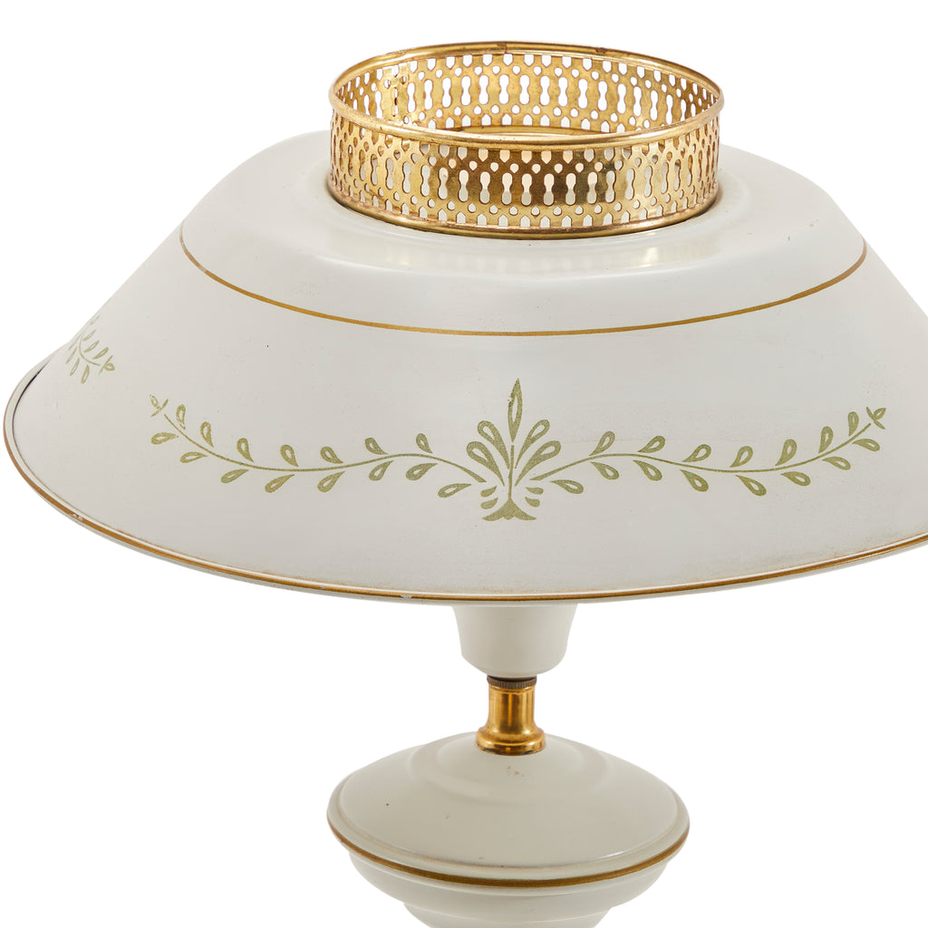 White Tin Tole Vintage Lamp