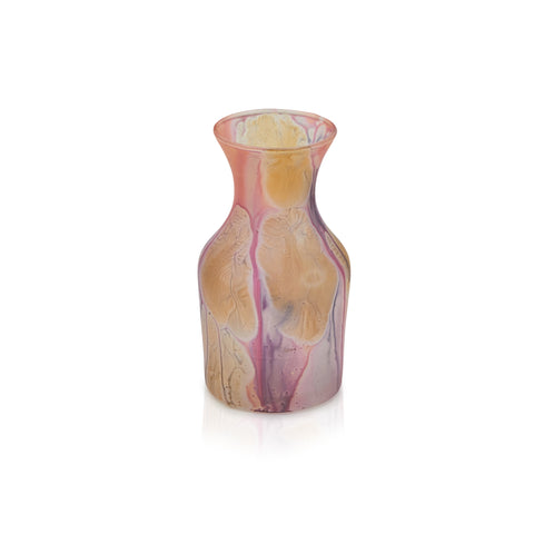 Pink & Orange Dripping Extra Small Glass Vase (A+D)