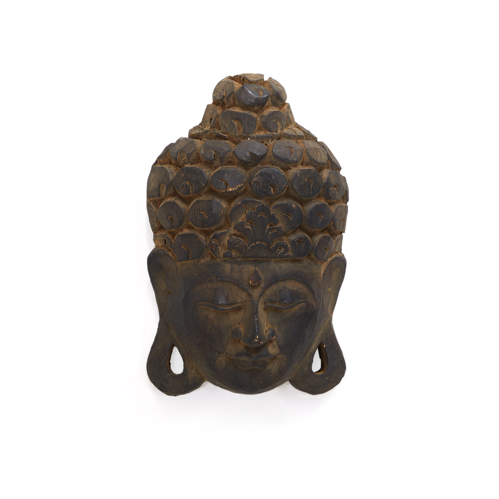 Wood Buddha Mask with Forehead Teardrop