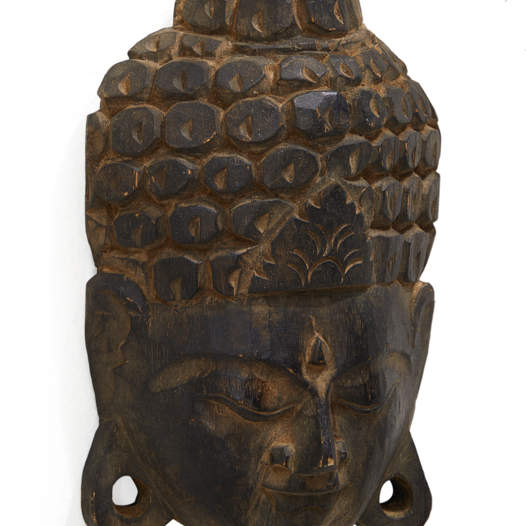 Wood Buddha Mask with Forehead Triangle
