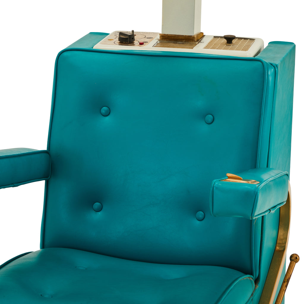 Blue Leather Salon Vintage Hair Dryer Chair