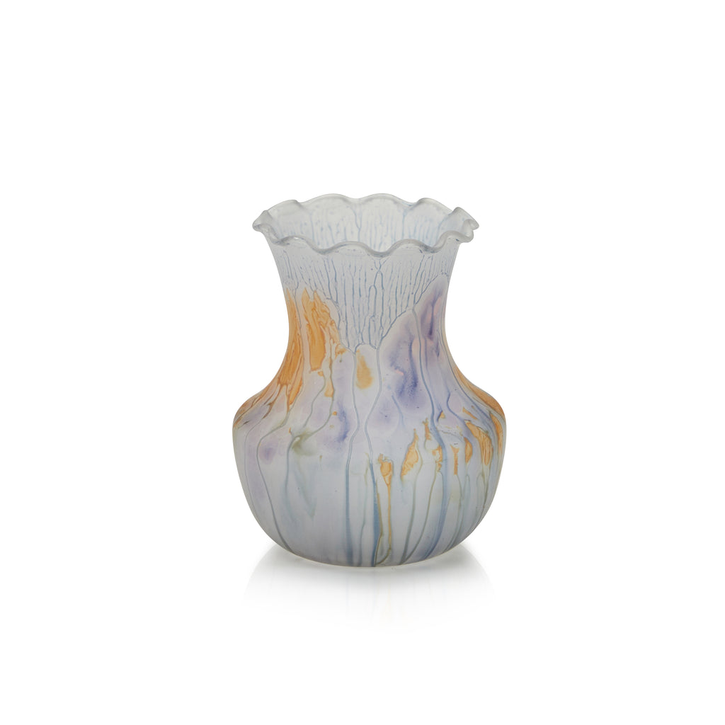 Blue Dripping Small Glass Vase (A+D)