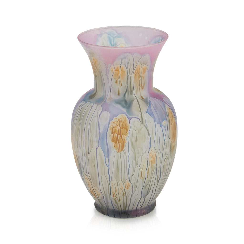 Pink & Violet Dripping Glass Vase (A+D)