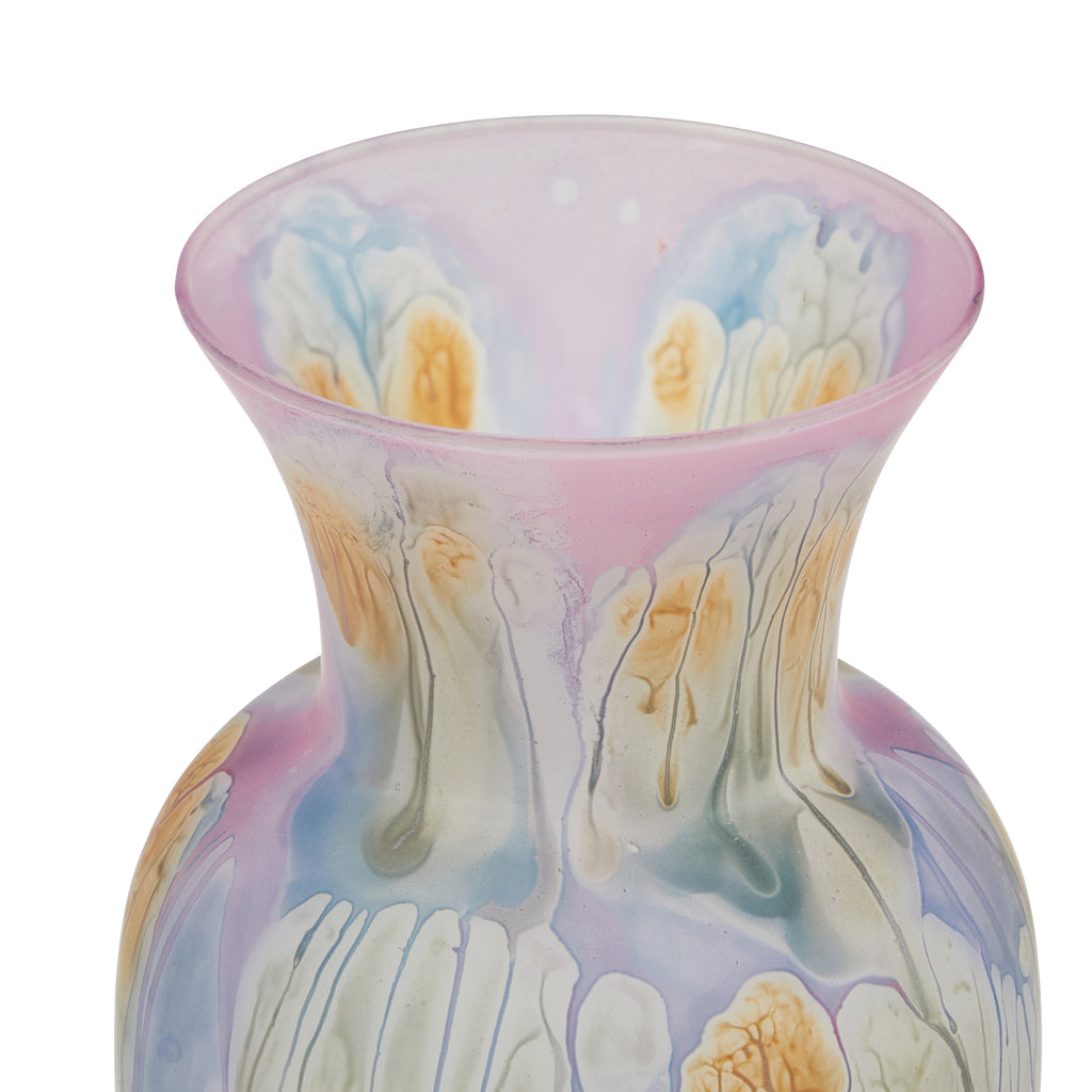 Pink & Violet Dripping Glass Vase (A+D)