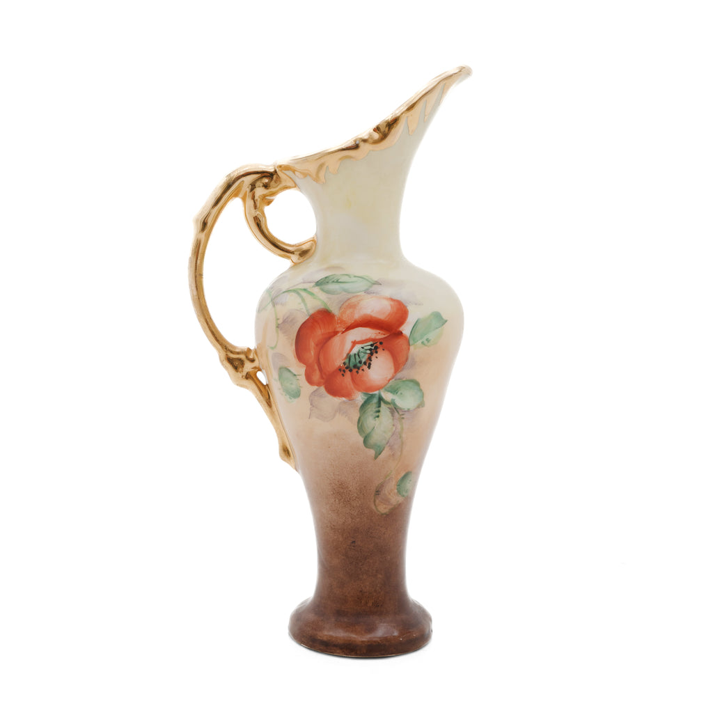 Gold & White Ceramic Ornate Rose Pouring Vase