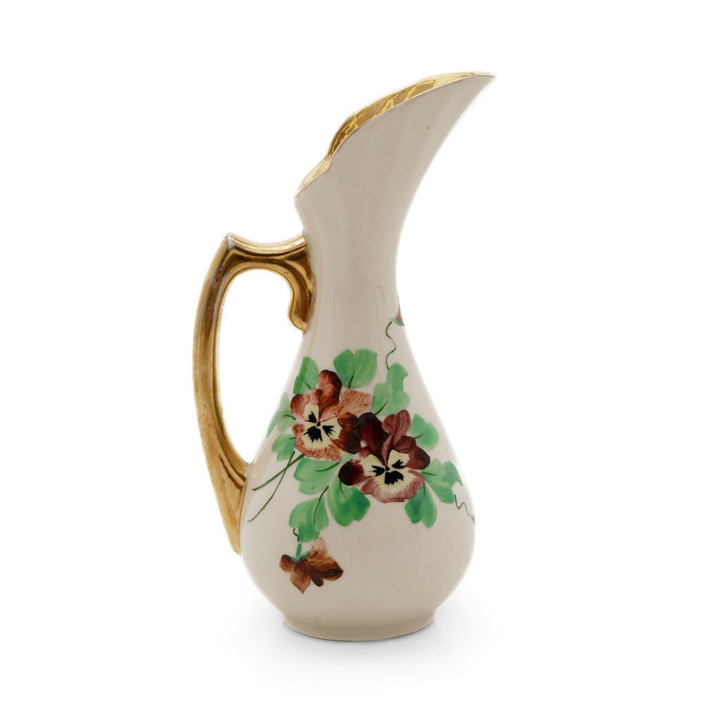 Gold & White Ceramic Flower Pouring Vase