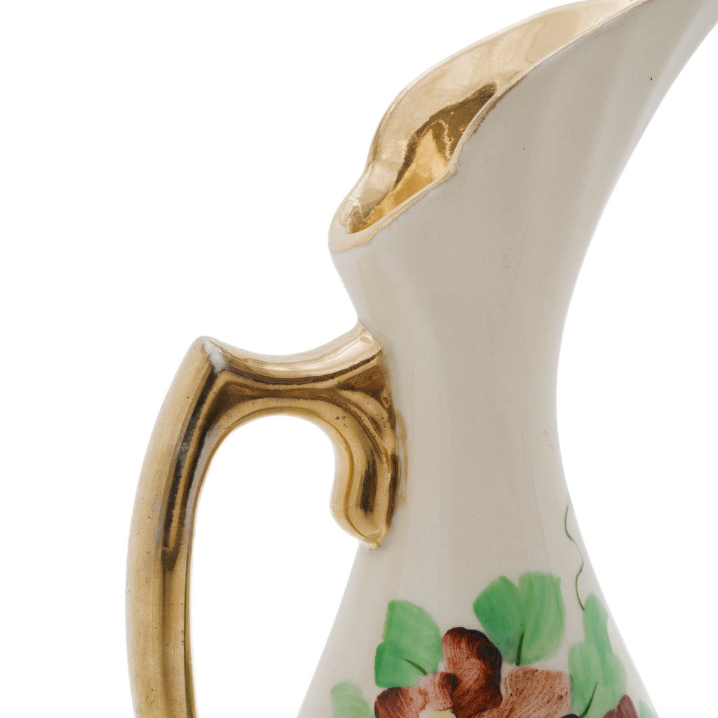 Gold & White Ceramic Flower Pouring Vase