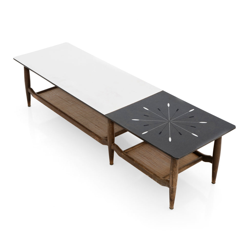 White & Black Modern Wood Rectangular Coffee Table
