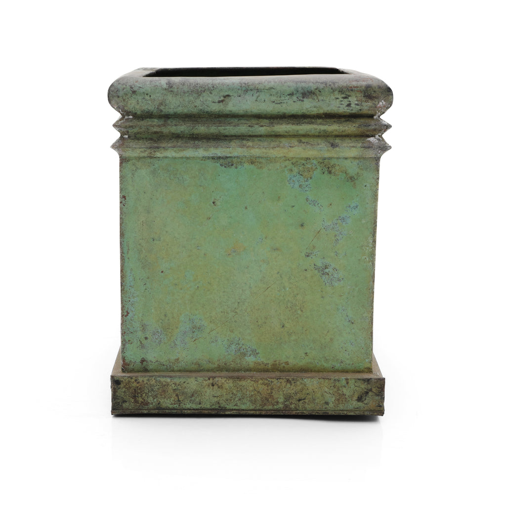 Green Metal Rustic Outdoor Square Planter Small
