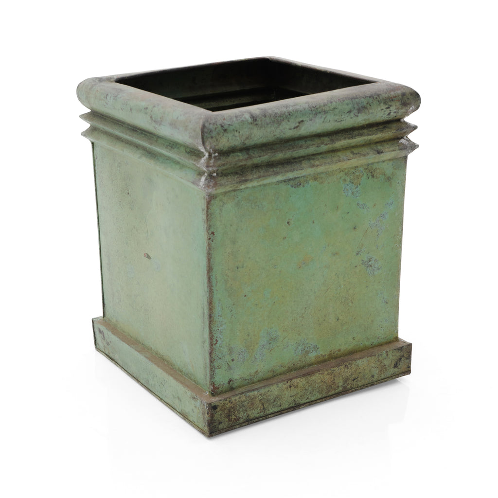 Green Metal Rustic Outdoor Square Planter Small
