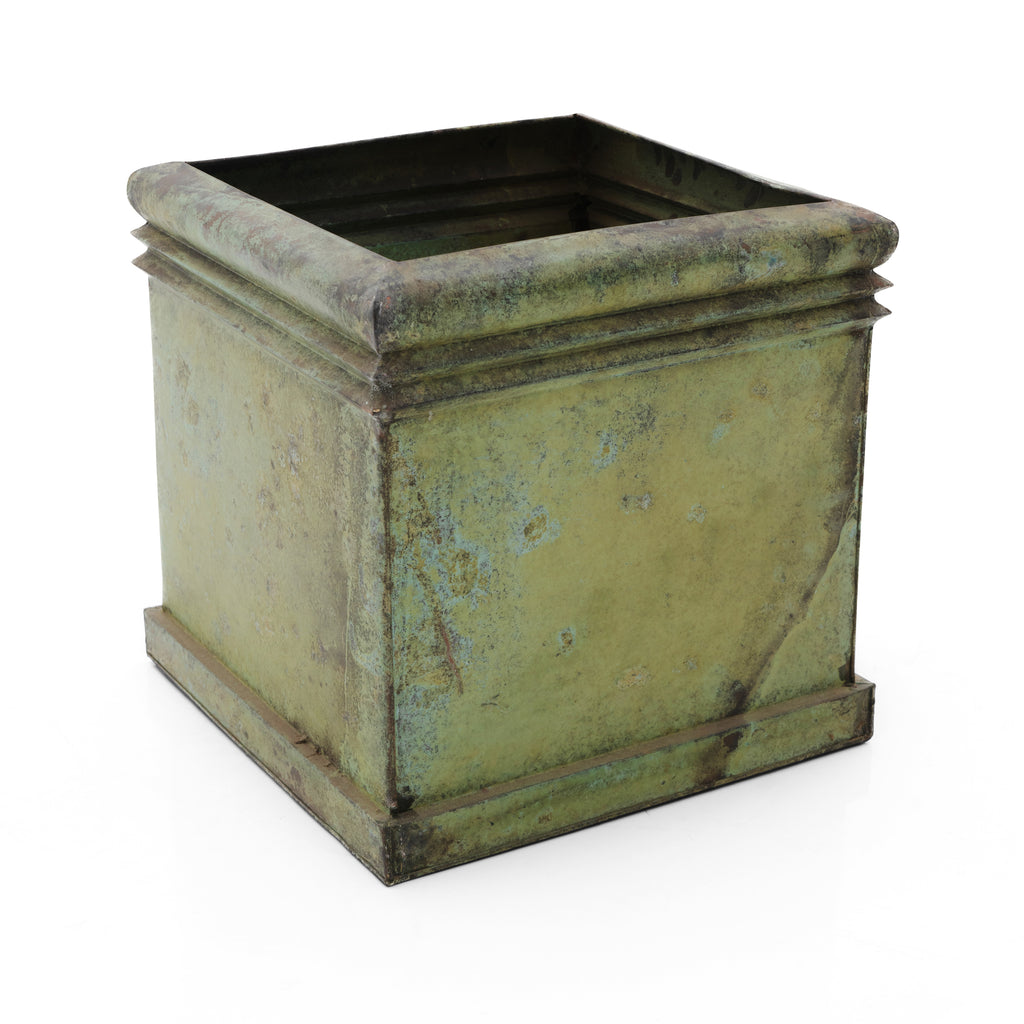 Green Metal Rustic Outdoor Square Planter Large