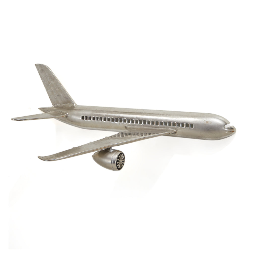 Silver Metal Airplane Wall Sculpture