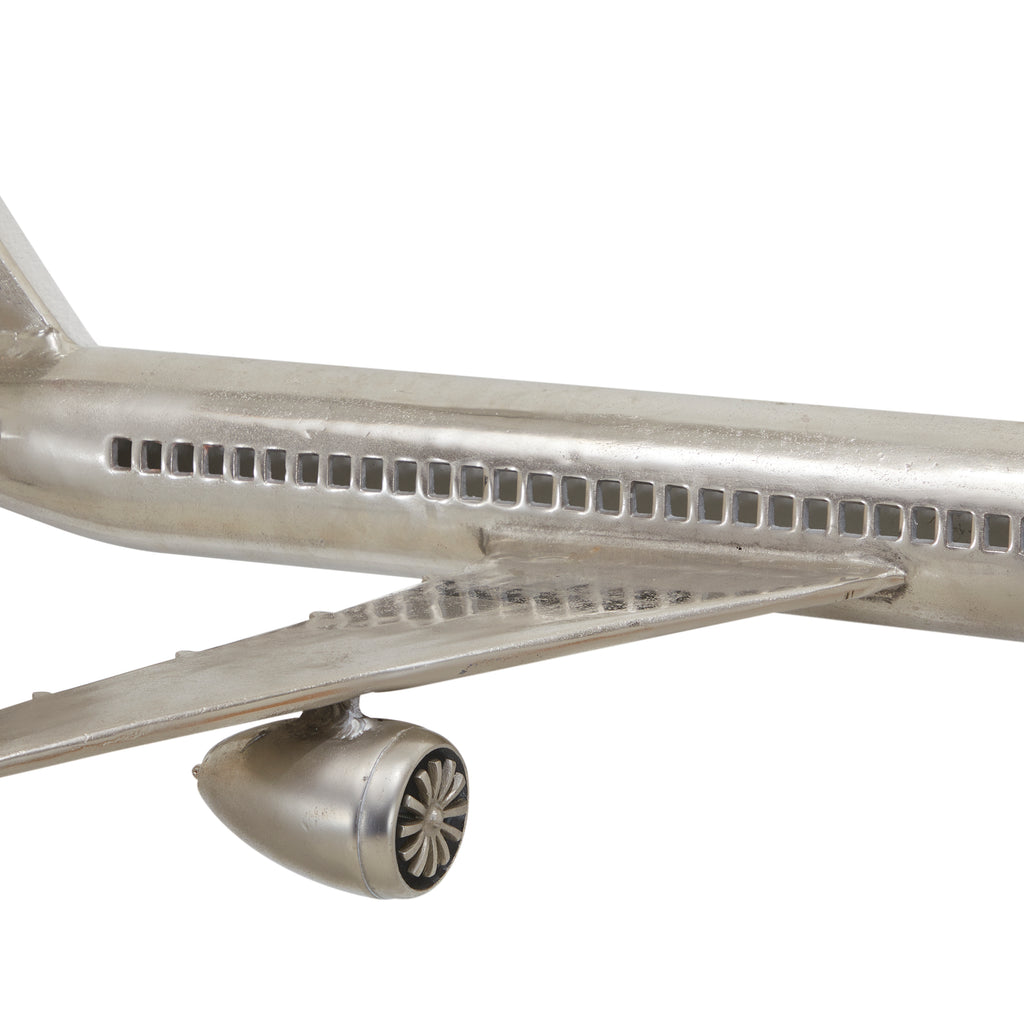 Silver Metal Airplane Wall Sculpture
