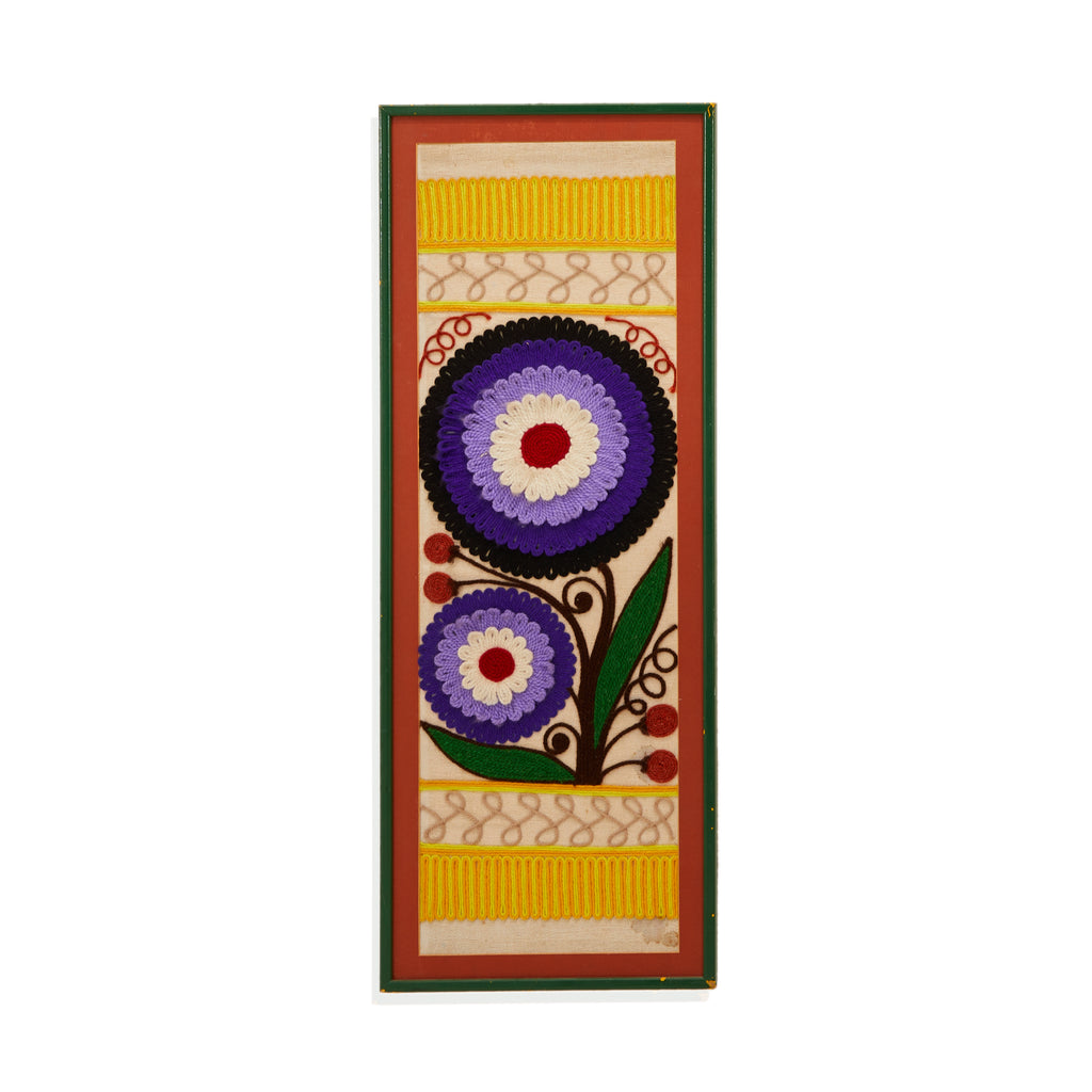 Purple & Off-white Flower Embroidered Wall Hanging