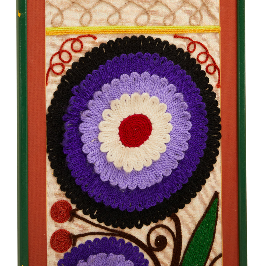 Purple & Off-white Flower Embroidered Wall Hanging