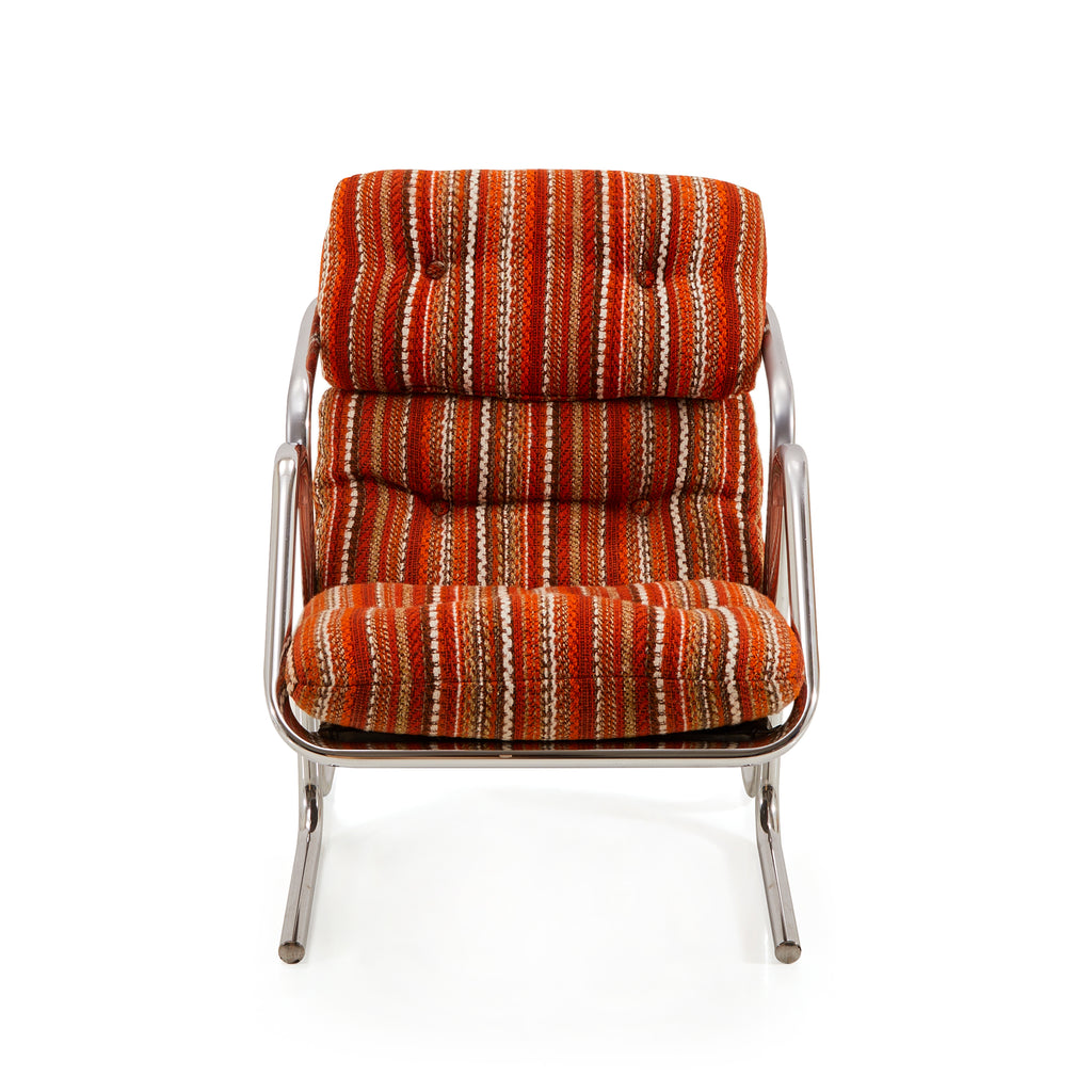 Orange & Red Stripe Vintage Lounge Chair