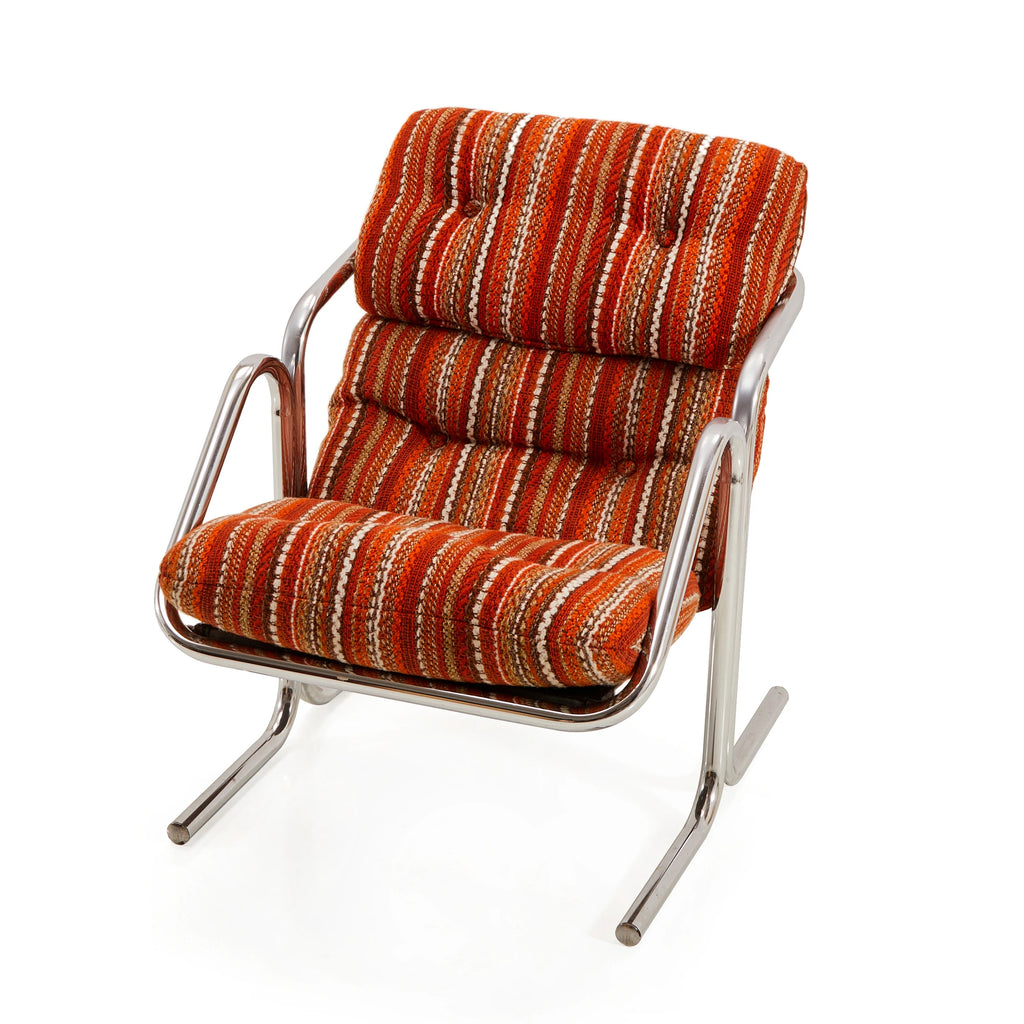 Orange & Red Stripe Vintage Lounge Chair
