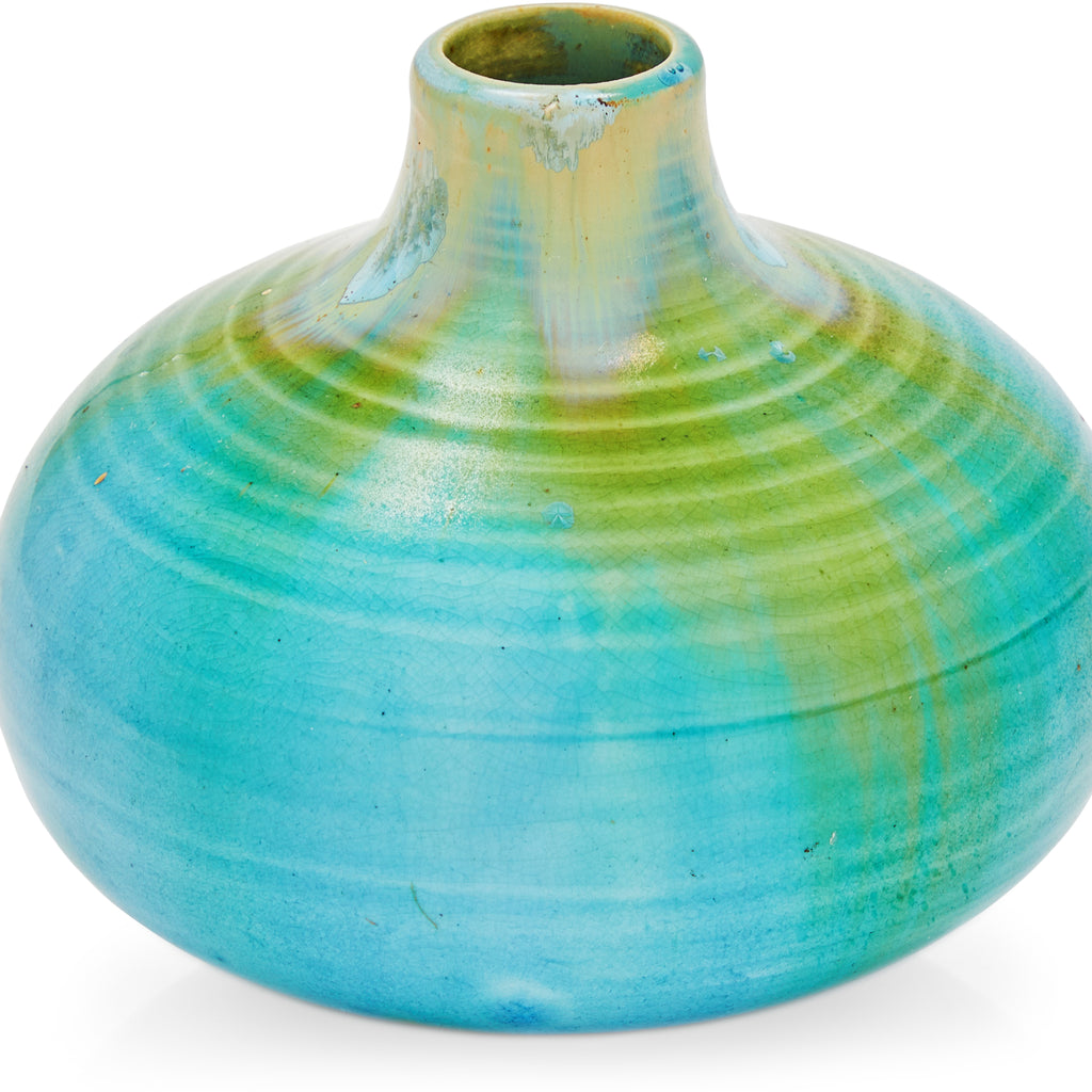 Blue & Green Ceramic Wide Vase (A+D)