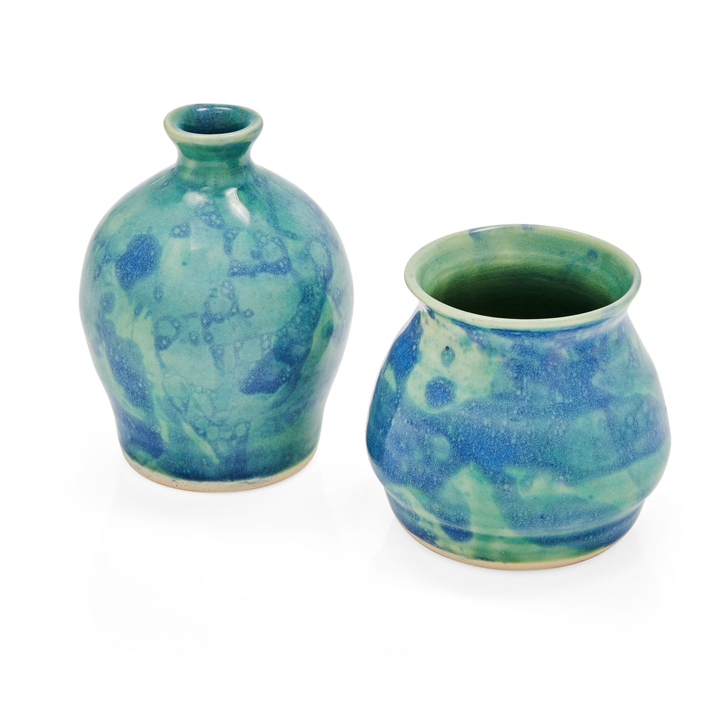 Blue & Green Ceramic Vase Wide (A+D)