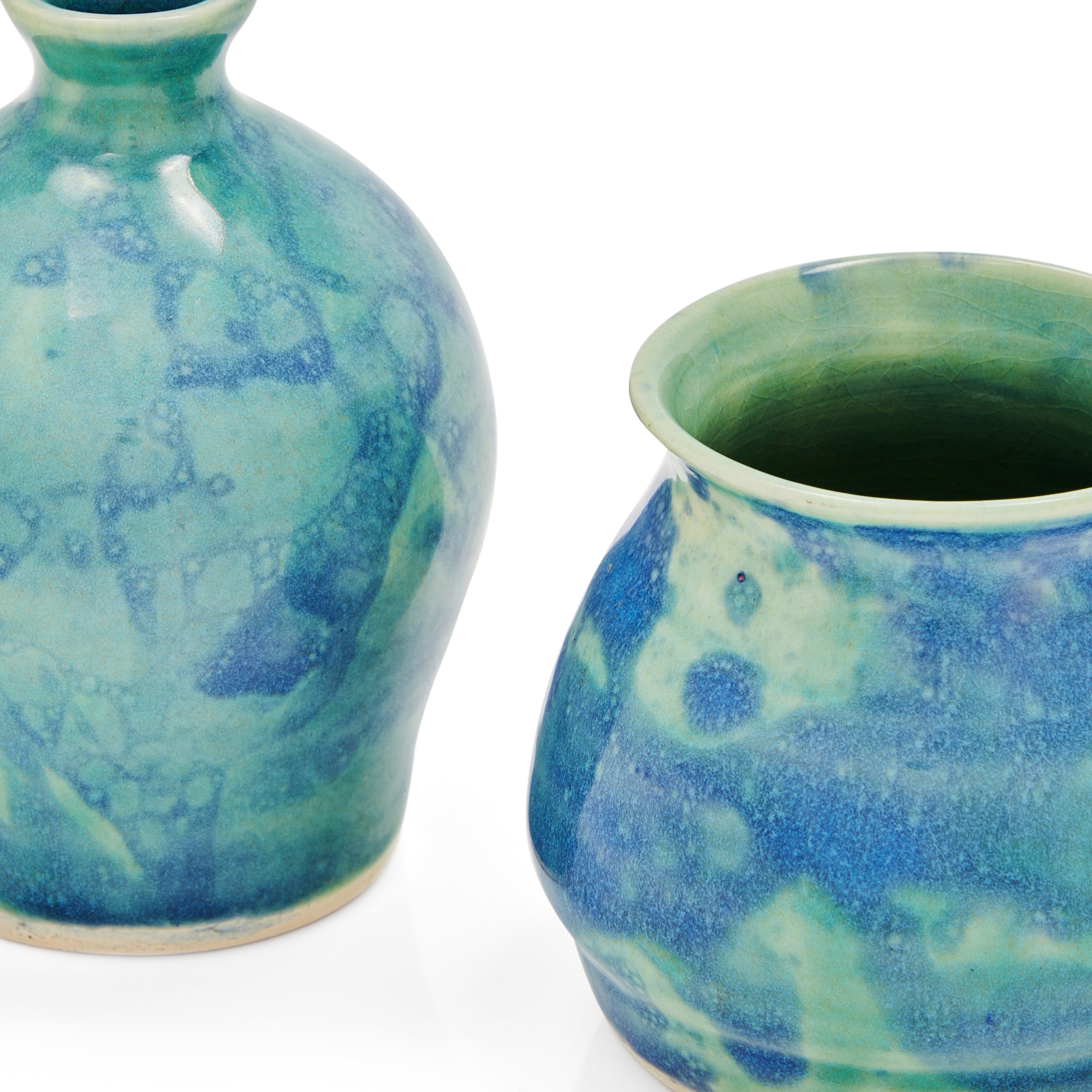Blue & Green Ceramic Vase Wide (A+D) Gil & Roy Props