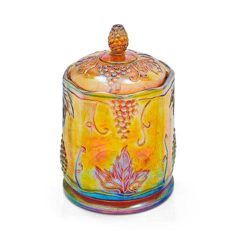 Yellow Amber Ornate Lidded Jar (A+D)