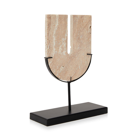 Tan Stone 'U' Table Sculpture (A+D)