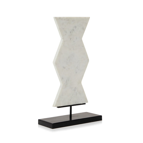 White Stone Zig Zag Table Sculpture (A+D)