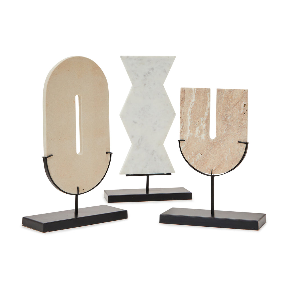 Tan Stone Oval Table Sculpture (A+D)