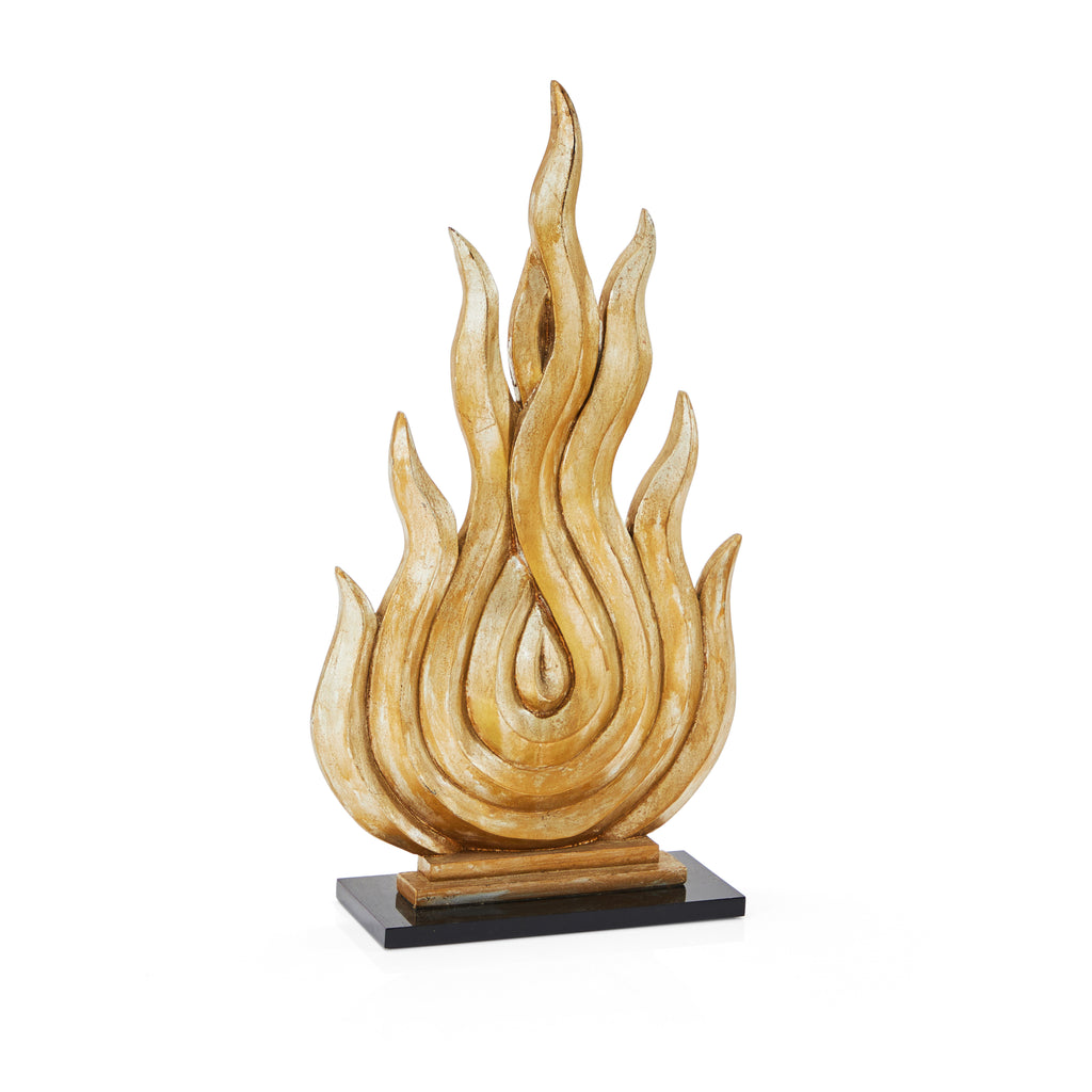 Gold Painted Wood Flame Sculpture (A+D)