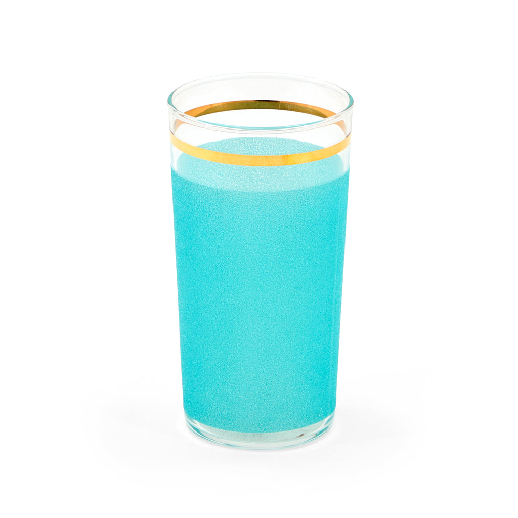 Blue Drinking Glass with Gold Band