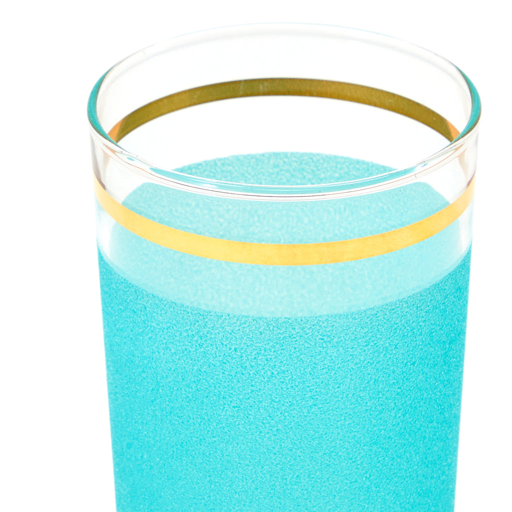 Blue Drinking Glass with Gold Band