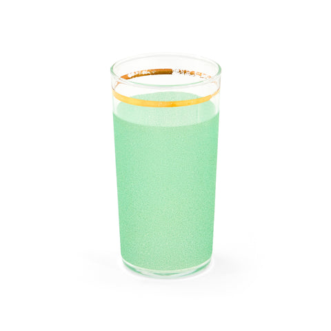 Green Mint Drinking Glass with Gold Band