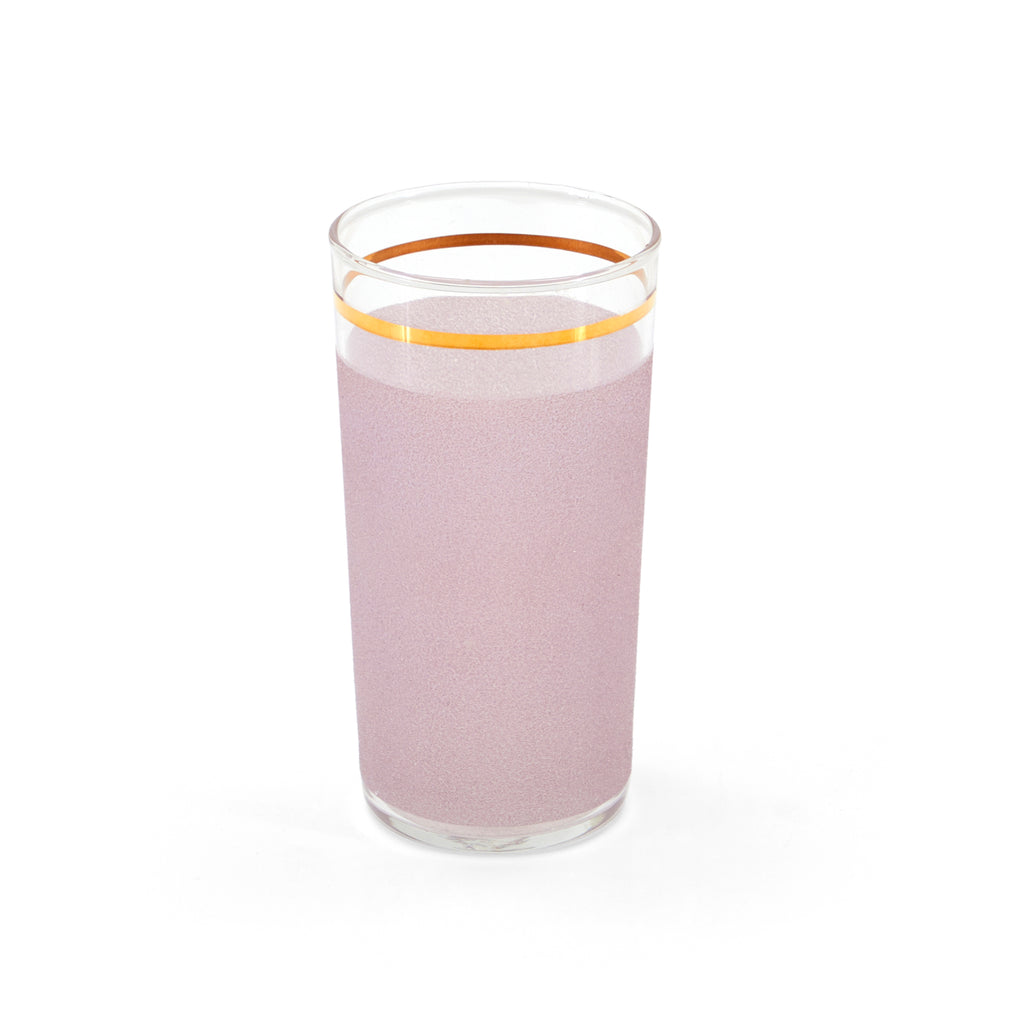 Pink Drinking Glass with Gold Band