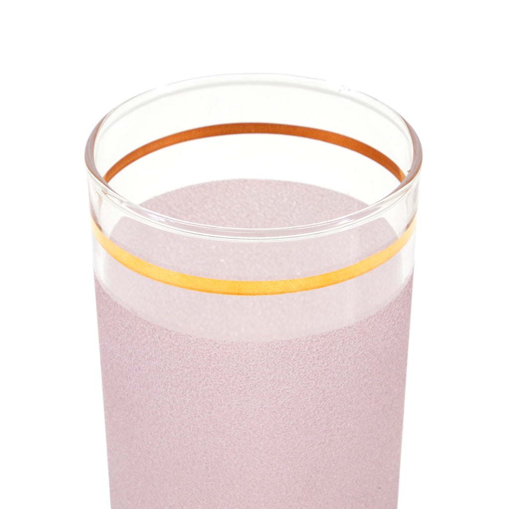 Pink Drinking Glass with Gold Band