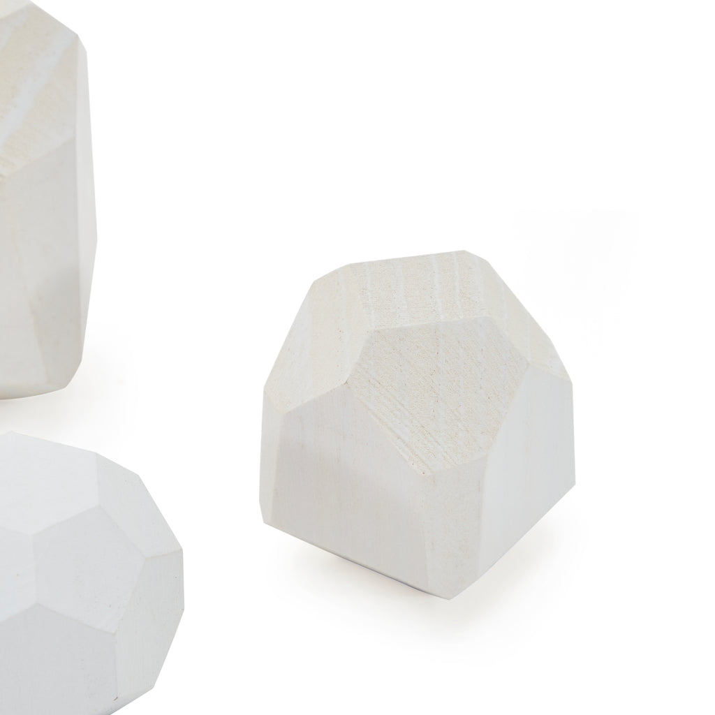 White Wood Geometric Mini Sculpture - Medium (A+D)