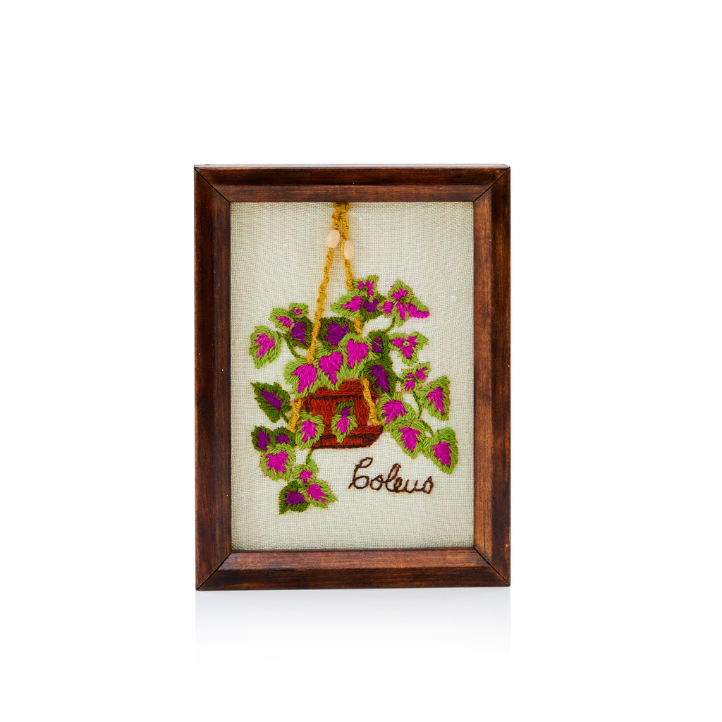 0.118 (A+D) Green & Pink Coleus Plant Embroidery Art