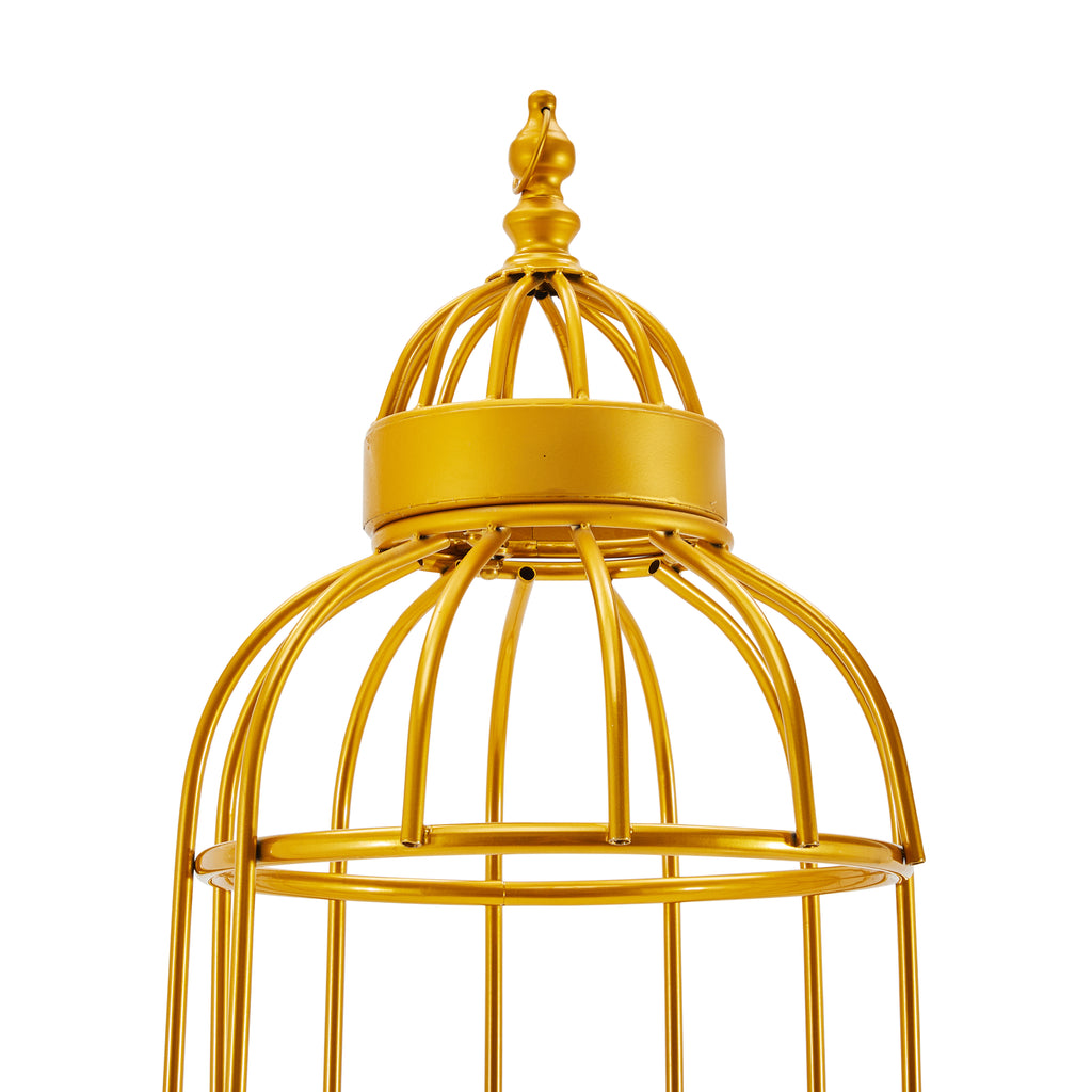 Gold Birdcage Display Unit with White Shelves