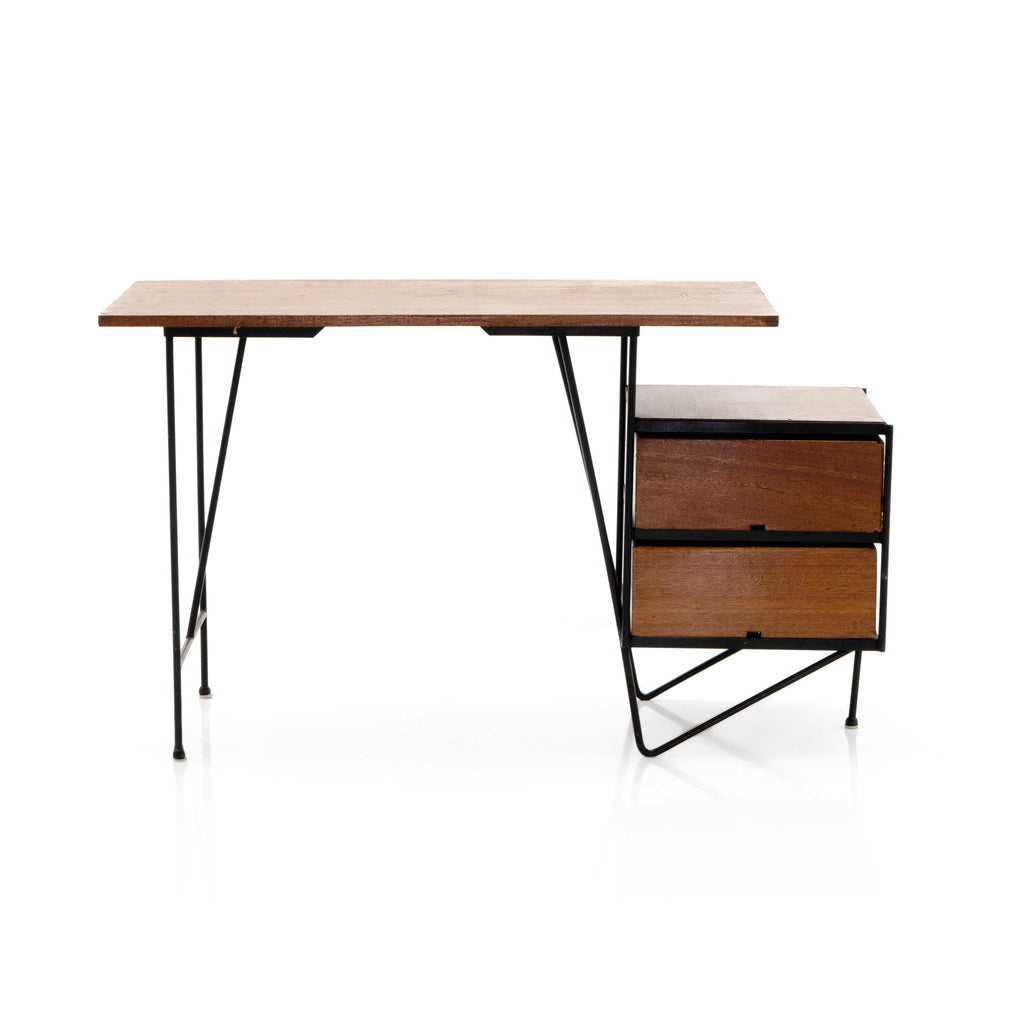 Wood & Black Metal Simple Contemporary Desk