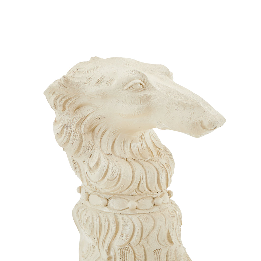 White Stone Dog Sculpture