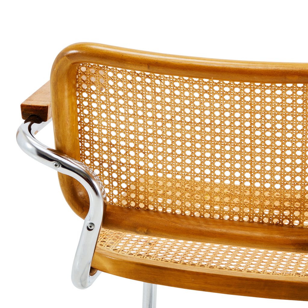 Wood & Cane Back Modern Armchair