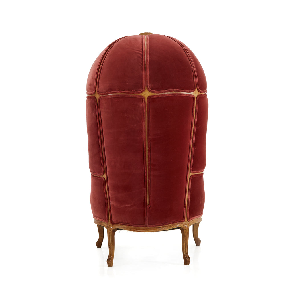 Red Velvet & Wood Frame Victorian Egg Chair