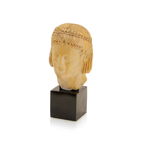 Tan Stone Greek Head Sculpture
