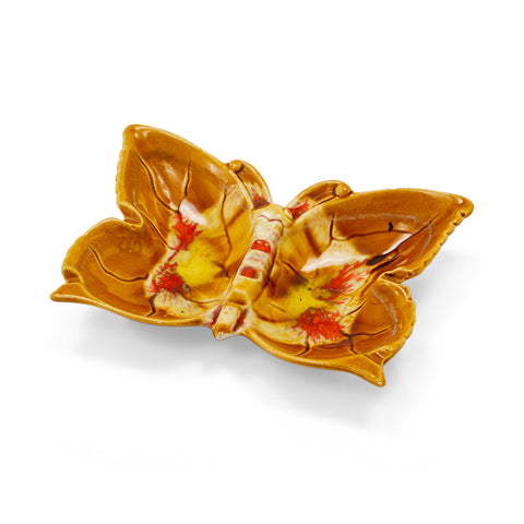 Brown & Red Ceramic Butterfly Dish