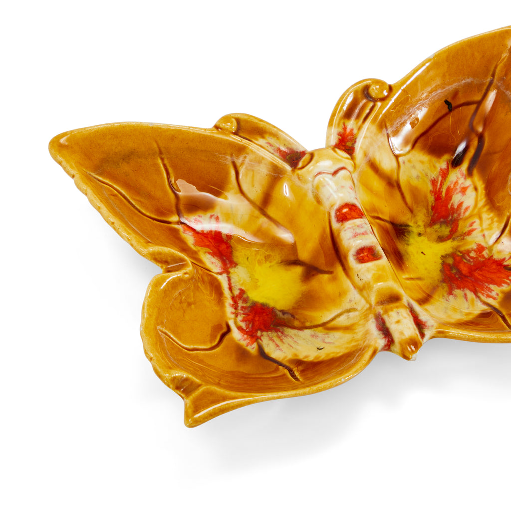 Brown & Red Ceramic Butterfly Dish
