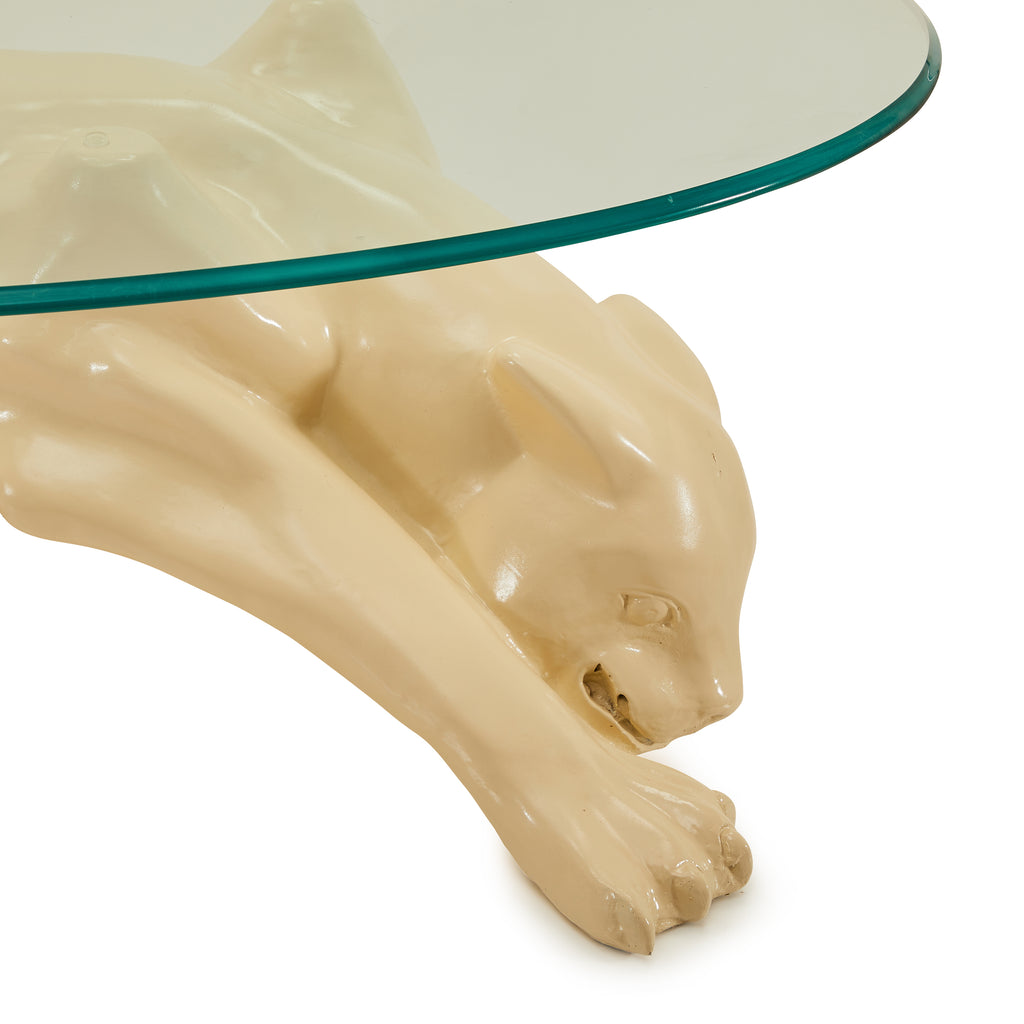 White Ceramic Jaguar Glass Coffee Table
