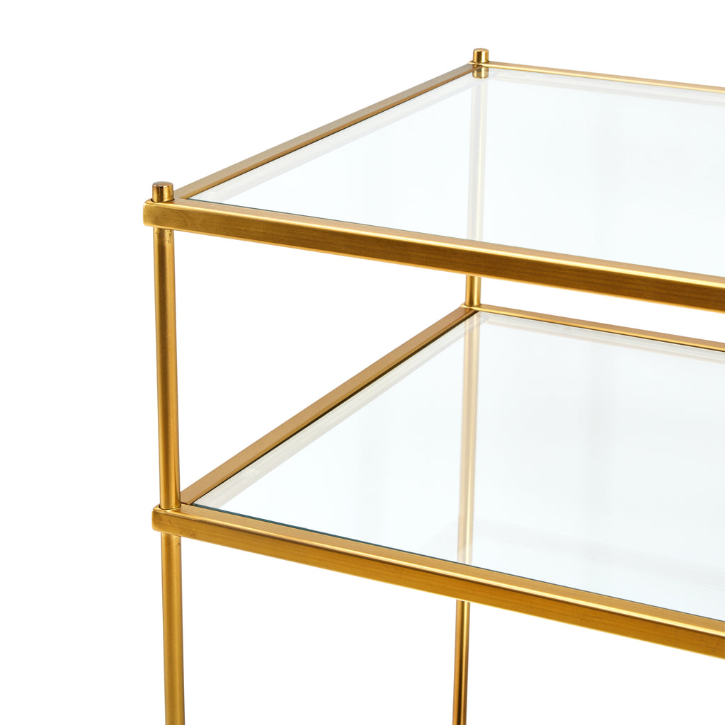 Gold & Glass Tiered End Table