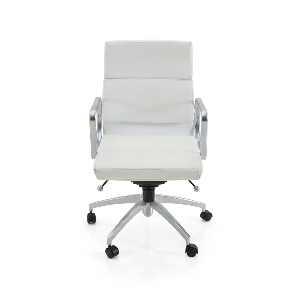 White Leather Two-Pad Rolling Office Chair